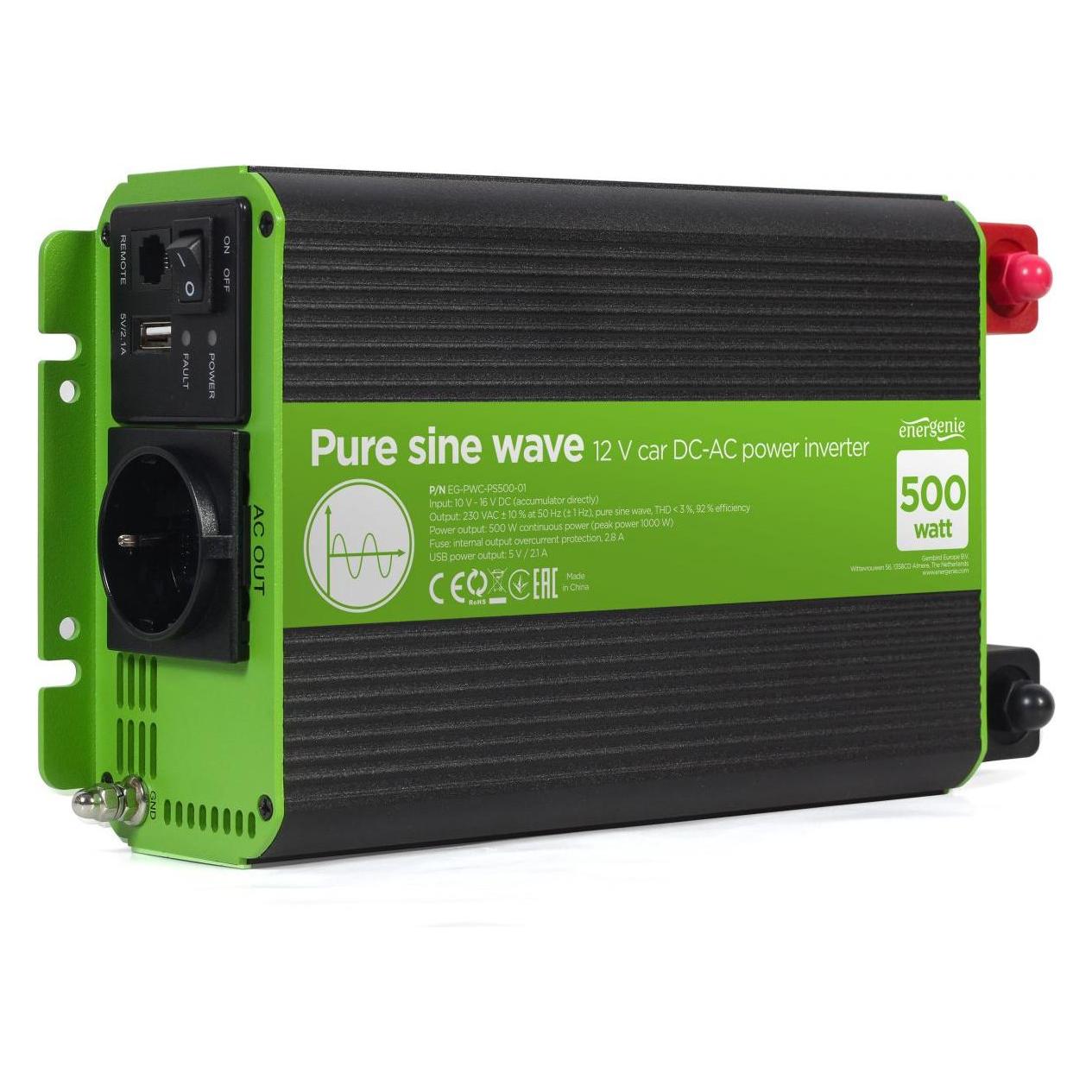 Gembird ENERGENIE PureSinWave inverter 500/1000 (EG-PWC-PS500-01)