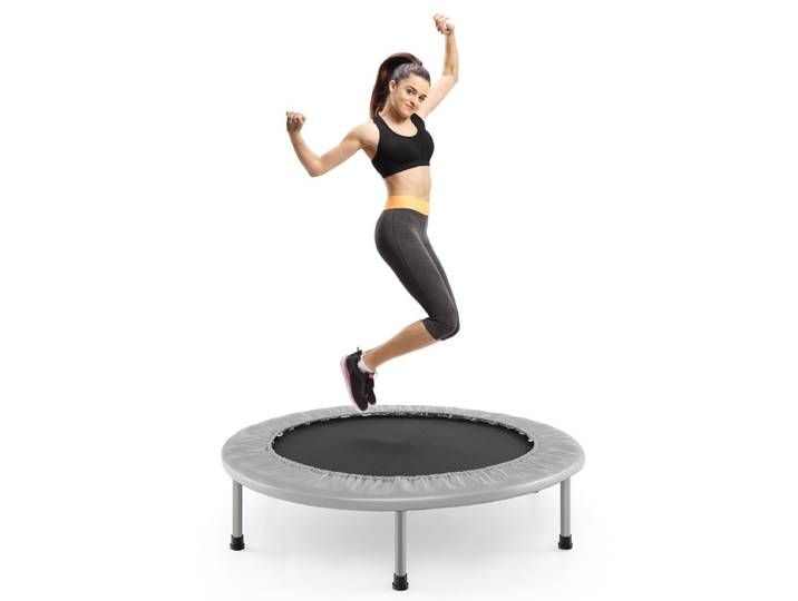97 cm Opvouwbare Trampoline Mini-Opvouwbare Trampoline voor Kinderen Draagbare Fitnesstrampoline voor Binnen Grijs