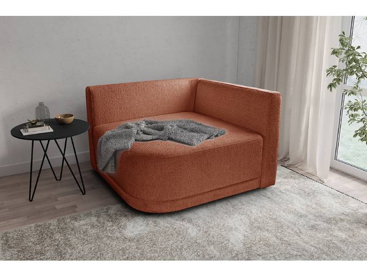 Fauteuil XXL Beige/Marron Tissu structuré Sidonia 112 x 74 x 112cm