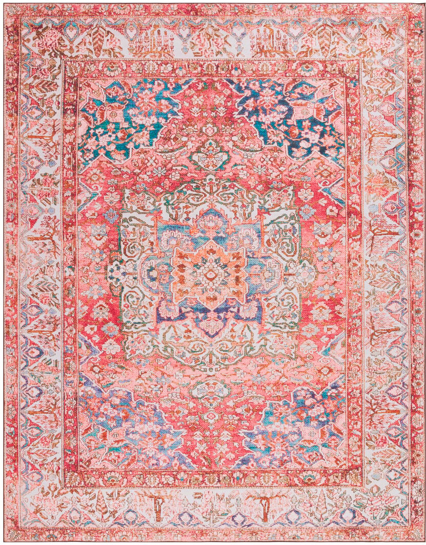 Marlow Home Co. Tucson Oasis Washable Rug Non-Slip Area Rug in Pink & Beige Pink;Beige Rectangle 244 x 305 cm