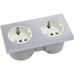 Berker, Steckdose, Integro Pure Doppelsteckdose chrom matt, Steckdose weiss