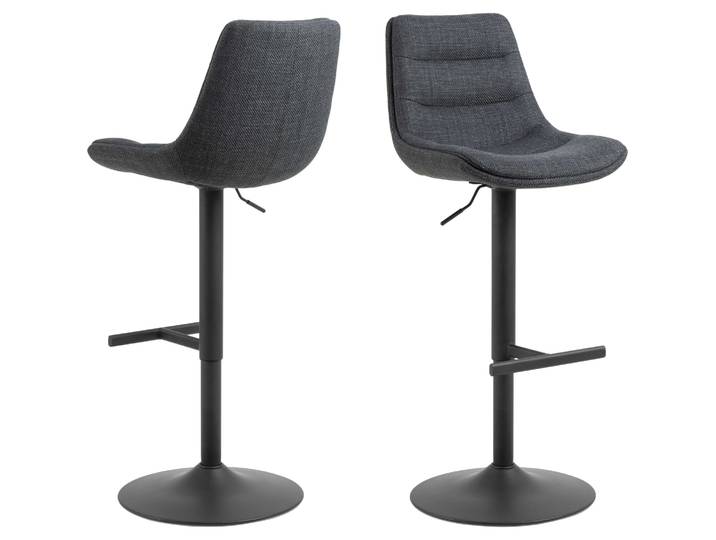 Barhocker ACTONA GROUP Adisa , grau (dunkelgrau), B:47cm H:95cm T:52,5cm, 100% Polyester, Hocker, Barhocker, Barhocker, Basel dunkelgrau, Trompete Gestell, 2 Stk