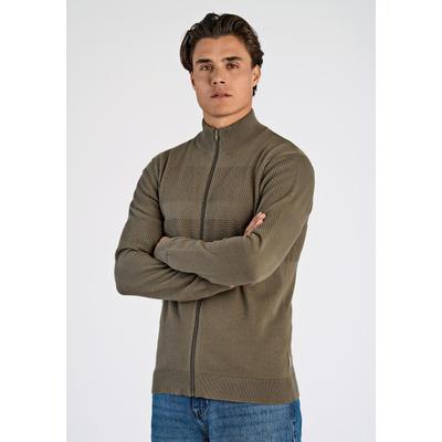 Cardigan LINDBERGH "Cardigan Relaxed Fit", Herren, Gr. M, grün (army), Obermaterial: 100% Baumwolle, Strickjacken