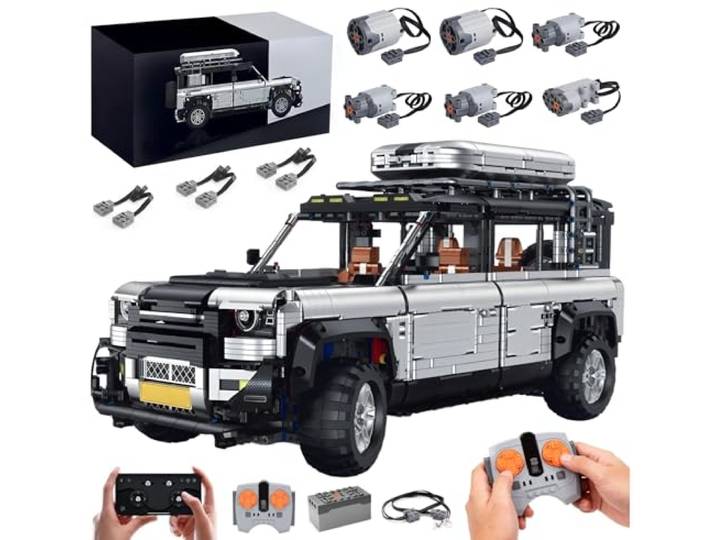 Technik Auto für Defender 110, Mit 6Motoren Set, 1:8 Groß Auto Modellbausatz, 4817 Teile MOC Klemmbausteine Geländewagen Set, Automodell Sammlerstück Geschenk für Autofans, Mit Originalverpackung
