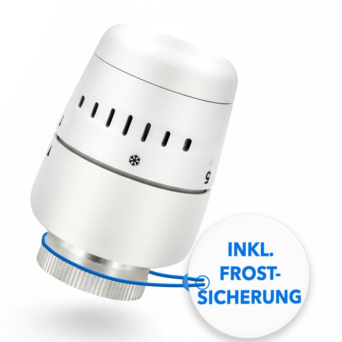 Belrad radiatorthermostaat met vloeistofsensor, M30x1,5, instelbaar van 6–28 °C en vorstbeveiliging bij 6 °C