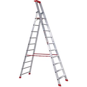 Euroline Stehleiter Nr. 32577, 3257710, mit Plattform, aus Aluminium, bis 150kg, mit 10 Stufen
