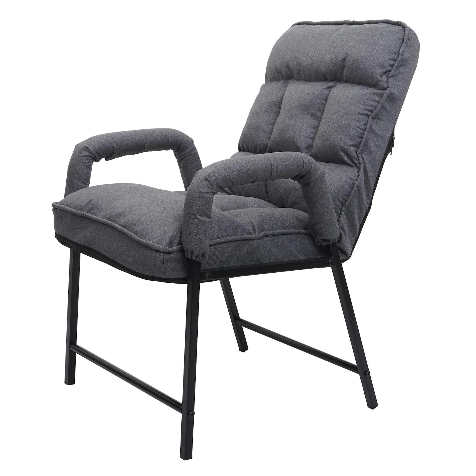 Esszimmerstuhl MCW-K40, Stuhl Polsterstuhl, 160kg belastbar Rückenlehne verstellbar Metall ~ Stoff/Textil dunkelgrau