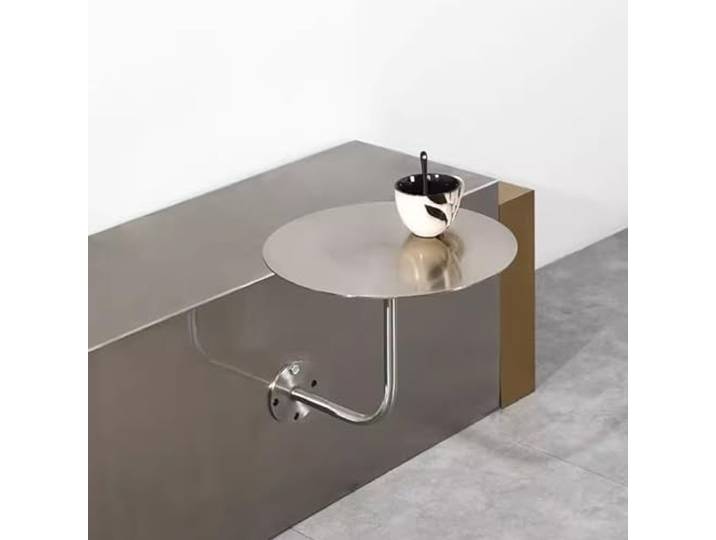 Lonmrrton An der Wand montierter Cocktail-Bartisch mit Metallbeinen, Runder Beistelltisch Esstisch aus Edelstahl Couchtisch Theke Bistro-Pub-Tisch Kleiner Raum-Beistelltisch (Size : 40x40x45cm)