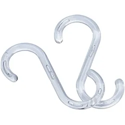 100 S-Haken, 55 mm lang, Materialstärke 4 mm, Kunststoff transparent, Öffnung 15 mm, PS
