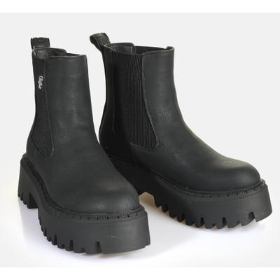 Chelseaboots BUFFALO "Aspen Chelsea warm", Damen, Gr. 41, Warmfutter, schwarz, Nubuklederimitat, Schuhe Chelseaboots, Plateauboots, Stiefelette, Schlupfboots mit Memory Foam-Innensohle