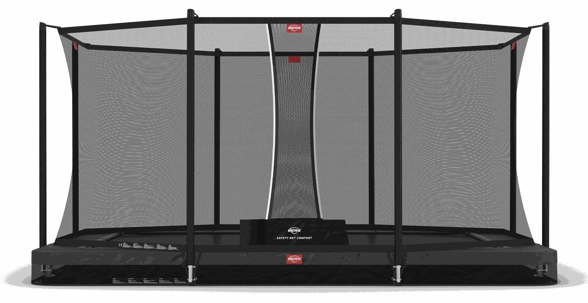 BERG Bodentrampolin Ultim Favorit InGround 410 + Sicherheitsnetz Comfort Grau