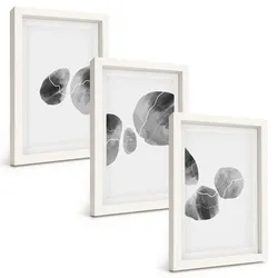 BILDER SET 3er Set - 20x30 cm Weißer Rahmen - Abstrakte Kunst, Farbspritzer