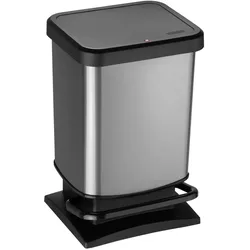 Rotho Paso pedaalemmer - prullenbak 20L - BPA vrij - donker zilvermetallic (1754010273WS), Abfalleimer, Schwarz, Silber