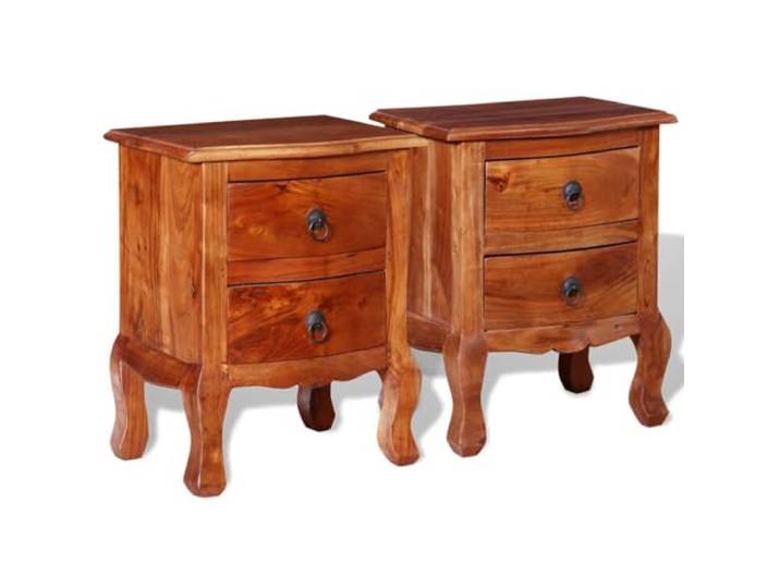 GHVBNMF Nachttisch 2er Set Massivholz Akazie mit Schubladen 40x30x50cm Stilvoller Beistellschrank im Schlafzimmer aus Echtholz bietet praktischen Stauraum auf kompakter Fläche