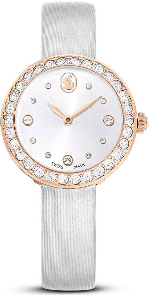 Swarovski Matrix tennis rannekello, ruusukullanväri ja kirkkaat kristallit,