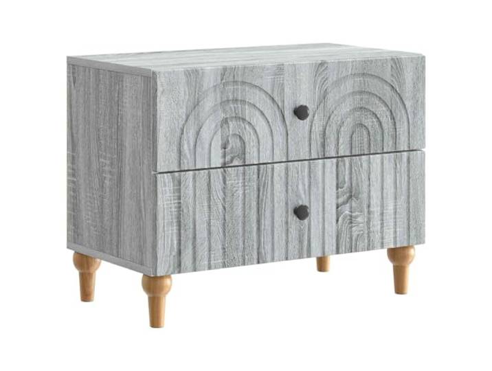 KUTYWEXFM Nachttisch Graues Sonoma 62x34,5x48 cm mit 2 Schubladen Moderner Beistellschrank für Schlafzimmer und Wohnzimmer. Bietet praktische Ablagefläche und Stauraum.