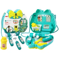 Türkisfarbenes Arztset in einer Handtasche mit Kordelzug