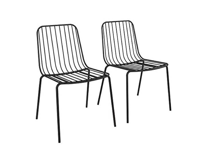 DHP Furniture Caden Esszimmerstuhl 2er Set, Metall-Drahtstuhl Schwarz, Industrial Design, 56 x 52 x 80 cm