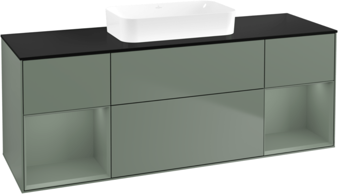 Villeroy und Boch Finion Waschtischunterschrank F742GMGM 160x60,3x50,1cm, Regale Olive matt lacquer, Olive Matt Lacquer