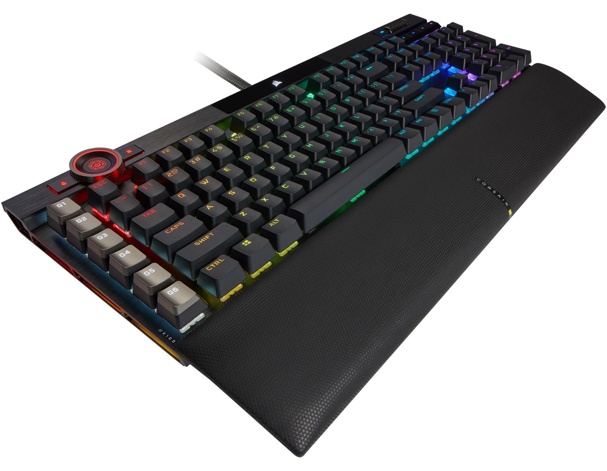 Corsair K100 RGB Mechanical Gaming, Kabelgebunden, USB, Mechanischer Switch, QWERTZ, RGB-LED, Schwarz