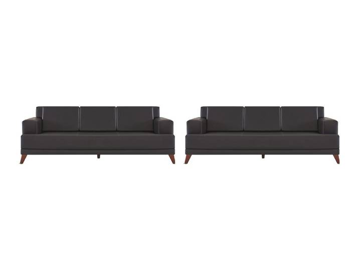 Xlmoebel Sofa Modernes 3-Sitzer Ledermöbel Schwarz mit Kissen und Holzrahmen, Sofa-Set 2 Teile, Made in Europa