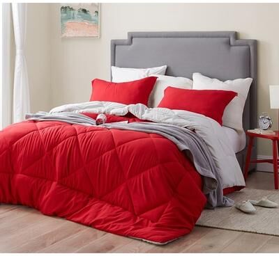 Byourbed BYB Cherry Red/Silver Birch Reversible Comforter - Oversized Bedding