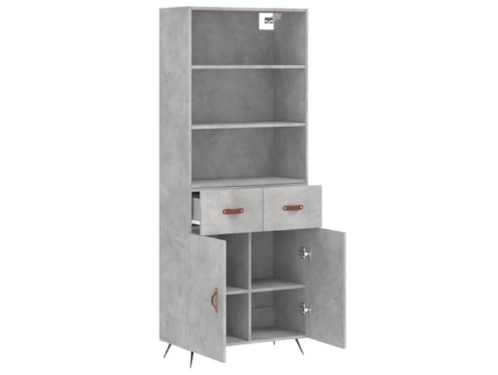 KTHLBRH Anrichte grau Beton 69,5 x 34 x 180 cm Holz mehrschichtig Mit Türen, Aufbewahrungsschrank 69 cm, Füße aus Metall, Montage erforderlich