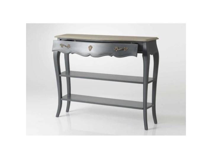 Console galbé 2 niveaux 1 tiroir Murano céleste