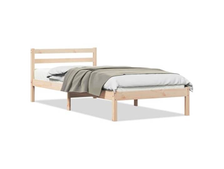KTHLBRH Bettgestell aus massivem Kiefernholz, Braun Modernes Design, mit Kopfteil, Abmessungen 215,5 x 95,5 x 69,5 cm, Verwendung im Innenbereich