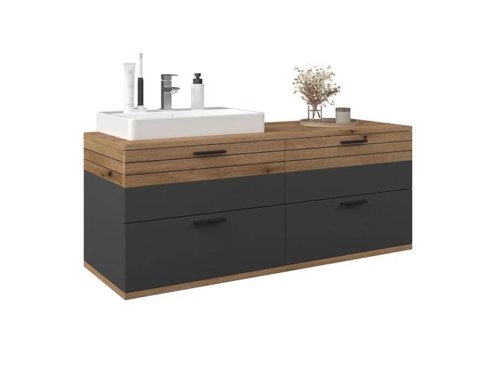 Waschbeckenunterschrank Cotia Cotlu B: 57 cm Anthrazit
