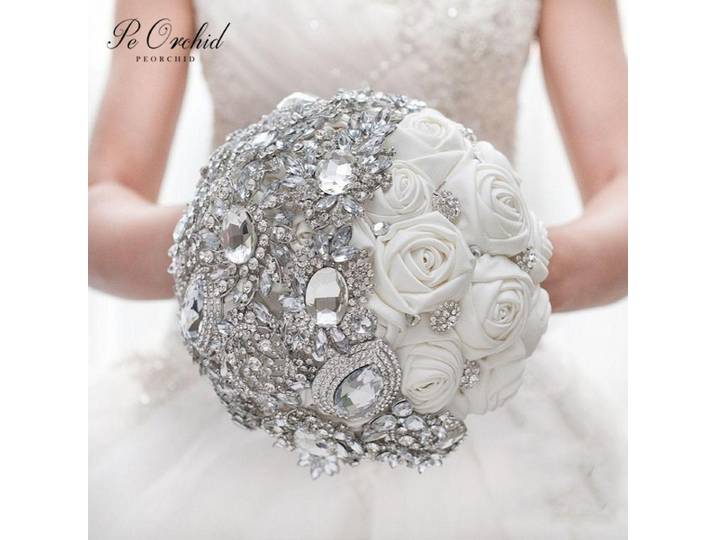 PEORCHID-Broche de Mariage Blanche 2025, Bouquet de Clip, Ivoire, Argent, Satin, Rose, Fleur, Cadeau de Demoiselles d'Honneur, Bijoux, Bouquet de Patients