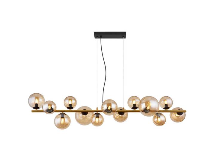 Globo Led-Hängeleuchte, Schwarz, Transparent, Messingfarben, Kunststoff, Glas, Metall, F, 120 cm, CE, Lampen & Leuchten, Innenbeleuchtung, Hängelampen, Pendelleuchte