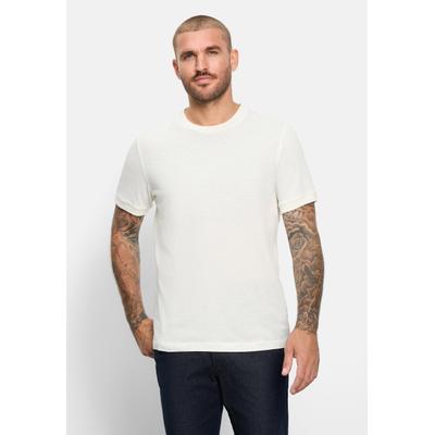 T-Shirt OLYMP "OLYMP Casual Wirk, T-Shirt", Herren, Gr. XL, weiß (champagner), 70% Baumwolle, 30% Wolle, Shirts T-Shirt