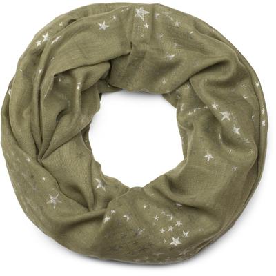 Loop STYLEBREAKER "Loop Schal mit Metallic Sterne Print", Damen, grün (oliv), Obermaterial: 50% Viskose CV. 50% Baumwolle CO., Modisch, Modetücher Loop