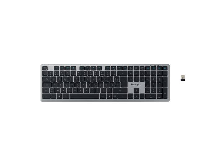 Kensington Clavier Standard sans fil silencieux KB535 EQ rechargeable - Connexion Bluetooth + Dongle USB-A - Gris spacial