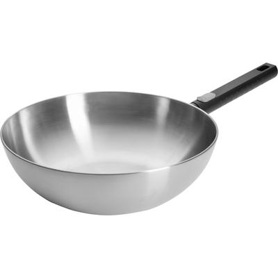 Wok WOLL "Logic Steel", silber (silberfarben, schwarz), H:10cm Ø:30cm, Pfannen, Wok, 5-Schicht-Aufbau