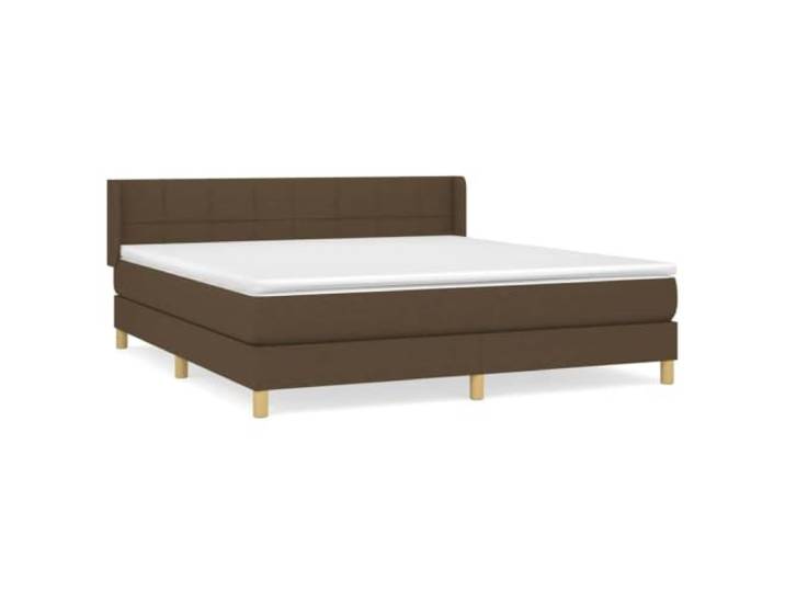 KKgypkn Boxspringbett 180x200 cm mit Taschenfederkernmatratze, Stoffbezug Dunkelbraun, höhenverstellbares Kopfteil, mittelharte Unterstützung, hautfreundliche Matratzenauflage