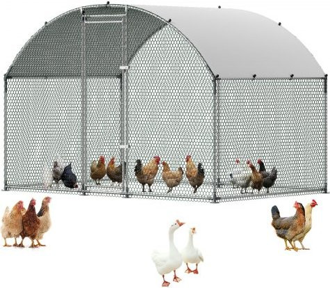 VEVOR Kippenhok met overkapping en dubbel dak, inloopren voor kippen, eenden of konijnen, B/D/H: 3 x 2 x 2 m