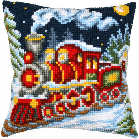 Kreuzstichkissen "Weihnachtszug"