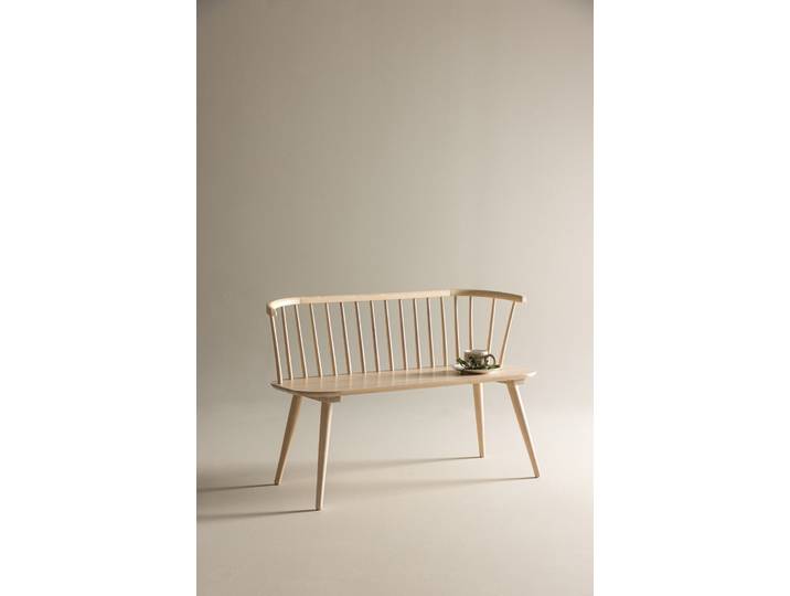 Essbank VENTURE HOME Bobby, Sitzbank 120 cm mit Rückenlehne, modern und robust , beige (weißwash, weißgewaschen), B:120cm H:77cm, FSC-zertifiziertes Holz, Massivholz, Sitzbänke, Essbank