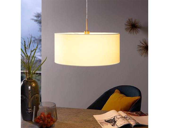 Suspension III 53cm Blanc/Blanc Tissu mélangé E27