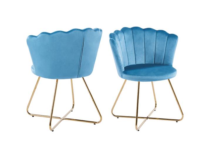 Stuhl 2er-Set Clam blau Samt