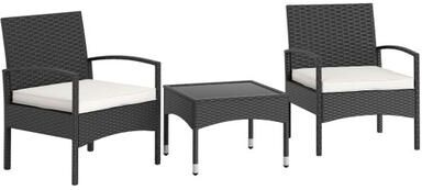 Costway 3-Piece Patio Furniture Set Rattan Bistro Chairs with Table-Beige