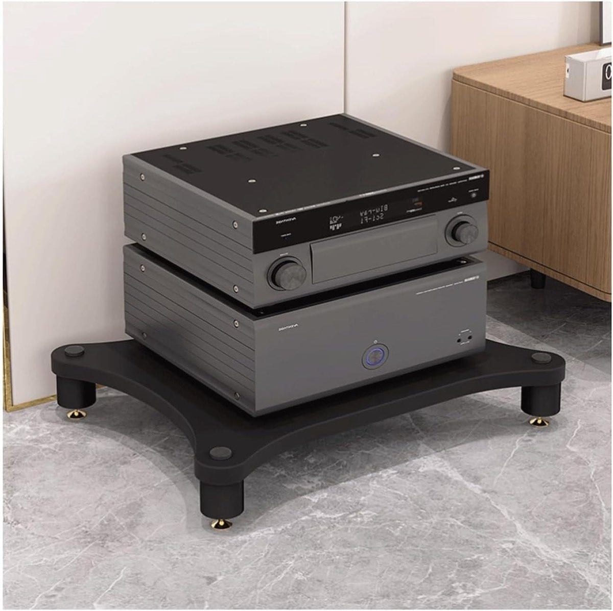 Stereo Rack AV Media Kast met Schokabsorberend Ontwerp, 1 Tier, Zwart