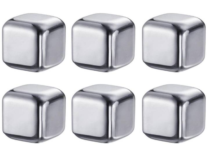 Eiswürfelform WESTMARK 7 tlg. Set Eiswürfel mit Zange Cosmo 7-teilig , silber, B:11,5cm L:15,5cm T:3,5cm Ø:8cm, Edelstahl, Küchenformen, Eiswürfelform, 7-tlg. Set aus wieder verwendbaren Edelstahl-Kühlwürfeln