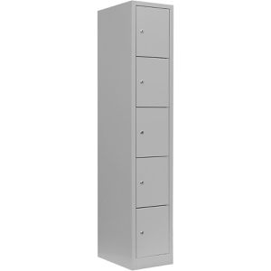 Lüllmann Schließfachschrank 520510, lichtgrau, 5 Fächer, Stahl, 32 x 180cm, mit Zylinderschloss