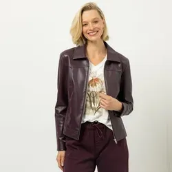 DINE 'N' DANCE Jacke Kragen Leder-Optik figurbetont