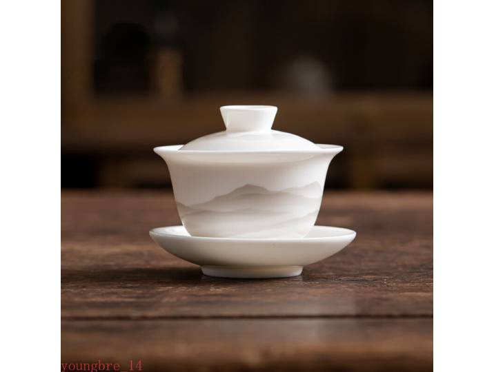 Service à thé Kung Fu en céramique fait à la main, bol couvert, Collection simple, 130ml