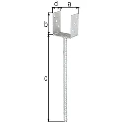 Alberts® U-Pfostenträger 100x60x4mm Betonanker XL Riffelstahl für verschiedene Pfostenstärken 90 mm