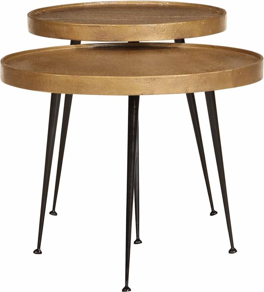 vidaXL Table basse 2 pcs en bois d'ingénierie doré